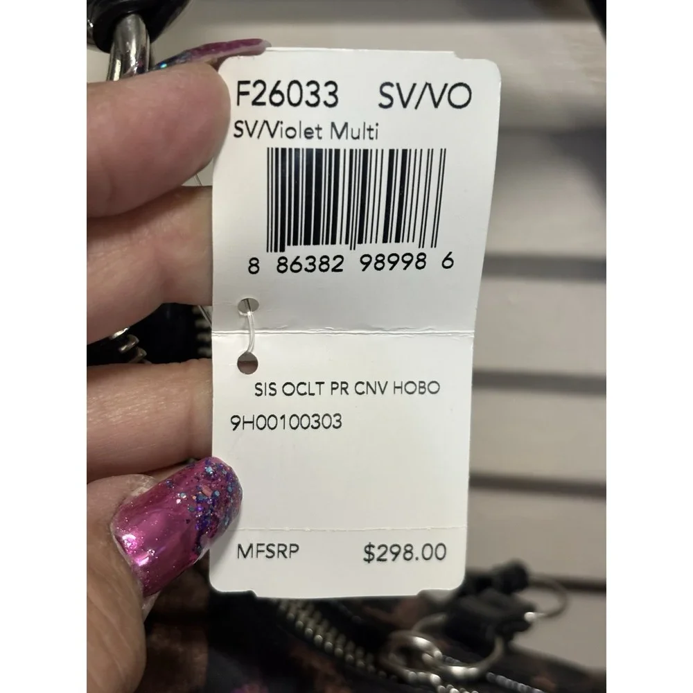 COACH NWT Ocelot Hobo Violet Multi Animal Print F26033 Large Logo